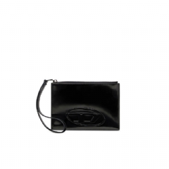 Diesel Women Zipped pouch in mirror leather Black X10273PS202