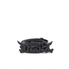 Diesel Women 3.5cm pull-up leather belt with graffiti buckle Black X10598PR666