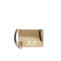 Diesel Women Zipped pouch in mirror leather Bronze X10273PS202