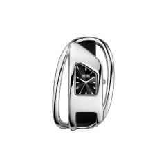 Diesel Women Wrap-D black leather watch Silver/Black DZ562700QQQ