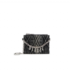 Diesel Women Card holder with chain and zip coin pocket Dark grey X10584P6330