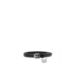 Diesel Women 1.4cm slim leather belt with 1DR bag charm Black X09973PR227