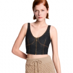 Louis Vuitton Women Topstitched Denim Crop Top 1AJHJZ