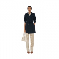Burberry Women Short Chelsea Heritage Trench Coat Coal blue 81172571