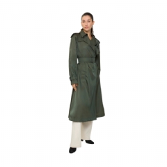 Burberry Women Long Nylon Hooded Trench Coat Marrow green 81143531