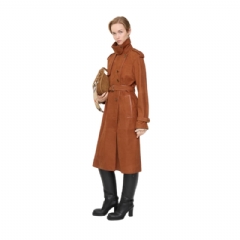 Burberry Women Long Nubuck Castleford Trench Coat Ginger brown 81182461