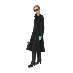Burberry Women Long Gabardine Ellingham Fit-and-flare Car Coat Black 81187221
