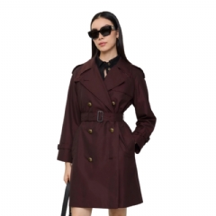 Burberry Women Mid-length Gabardine Castleford Trench Coat Mahogany red 81237411