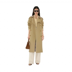 Burberry Women Long Check Collar Castleford Trench Coat Hamper 81111571
