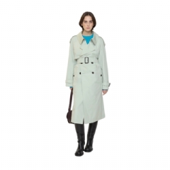 Burberry Women Long Cotton Canvas Fitzrovia Trench Coat Seafoam green 81185601