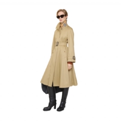 Burberry Women Long Gabardine Ellingham Fit-and-flare Car Coat Beige 81187201