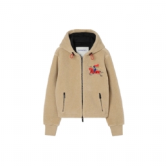 Burberry Women Cropped EKD Wool Cashmere Blend Fleece Limestone beige 81185051