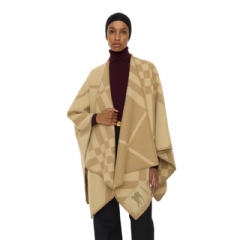 Burberry Women Check Wool Cashmere Cape Sand beige 81202281
