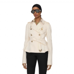 Burberry Women Cotton Isabella Trench Jacket Linen beige 81207861