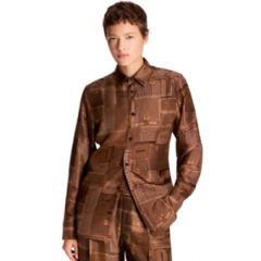 Louis Vuitton Women Trunk Print Silk Shirt 1AJFJE