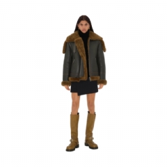 Burberry Women Shearling Aviator Jacket Otter 80774601