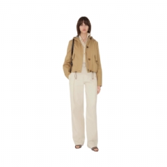 Burberry Women Short Gabardine Parka Flax 81109011