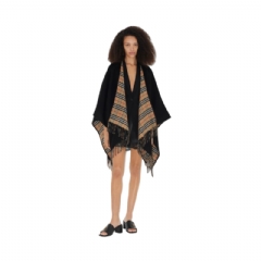 Burberry Women Check Wool Reversible Cape Black 80778971