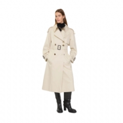 Burberry Women Long Gabardine Fitzrovia Trench Coat Clam beige 81150311