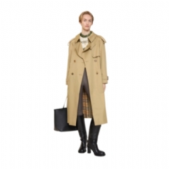 Burberry Women Long Gabardine Fitzrovia Trench Coat Beige 81185411