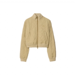 Burberry Women Quilted Gabardine Bomber Jacket Dune beige 81137191