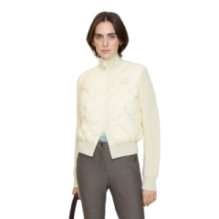 Burberry Women Check-stitch Nylon and Wool Jacket Ceramic white 81182561