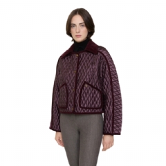 Burberry Women Cropped Quilted Nylon Floriston Jacket Mahogany brown 81135431