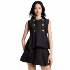 Louis Vuitton Women Button Front Pleated Top 1AJEJH