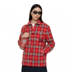 Burberry Women Check Wool Overshirt Crayon red 81180811