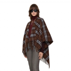 Burberry Women Check Wool Cashmere Cape Treacle 81129941