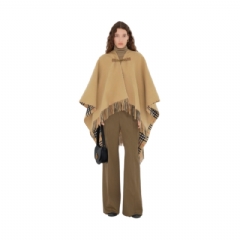 Burberry Women Check Wool Cape Sand 80966301