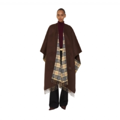 Burberry Women Reversible Check Wool Cashmere Cape Treacle brown 81170981