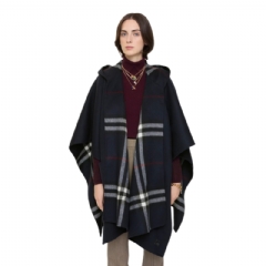 Burberry Women Cashmere Hooded Cape Ink blue 81152631