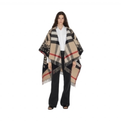 Burberry Women Reversible EKD Check Wool Cape Archive beige 80748751