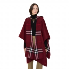 Burberry Women Cashmere Hooded Cape Oxblood red 81152621