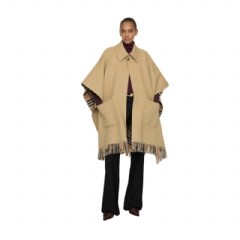 Burberry Women Reversible Check Wool Cape Sand beige 81147651