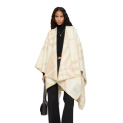 Burberry Women Check Wool Cashmere Cape Calico beige 81202271
