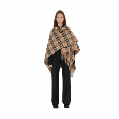 Burberry Women Check Wool Cashmere Cape Sand 81029921