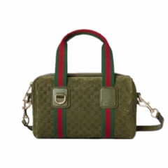 Gucci Women Gucci Mini GG handbag green GG suede 859975 CAAB0 3057