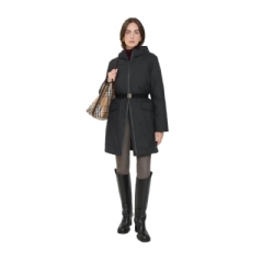 Burberry Women Mid-length Hooded Nylon Coat Black 81103061