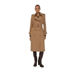 Burberry Women Long Cashmere Kensington Trench Coat Camel beige 81158291