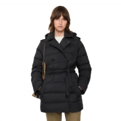 Burberry Women Short Nylon Hooded Puffer Coat Black 81103101