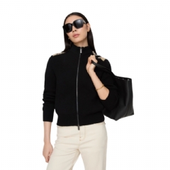 Burberry Women Check Patch Wool Cashmere Cardigan Black 81219271