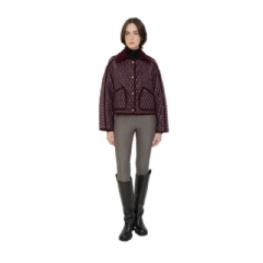 Burberry Women Cropped Quilted Nylon Floriston Jacket Mahogany brown 81135431