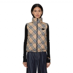 Burberry Women Check Puffer Gilet Sand beige 81131391