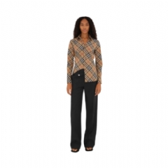 Burberry Women Slim Fit Check Cotton Shirt Sand 80876291