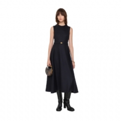 Burberry Women Belted Check Wool Dress Navy blue 81159951