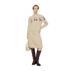 Burberry Women EKD Aran Knit Wool Skirt Beige melange 81208521