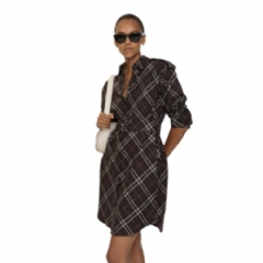 Burberry Women Check Cotton Flannel Shirt Dress Truffle brown 81159761
