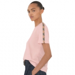 Burberry Women Check Trim Cotton T-shirt Bouquet 81103521